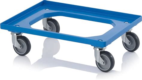 heavy duty dolly transport trolley for 600 x 400 euro plastic stacking containers 250kg load