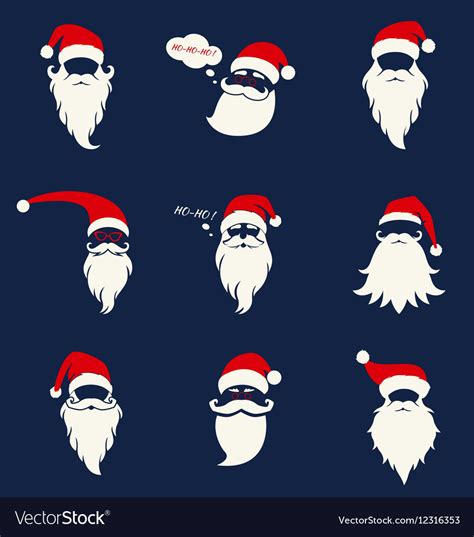 Santa Hats Mustache And Beards Royalty Free Vector Image