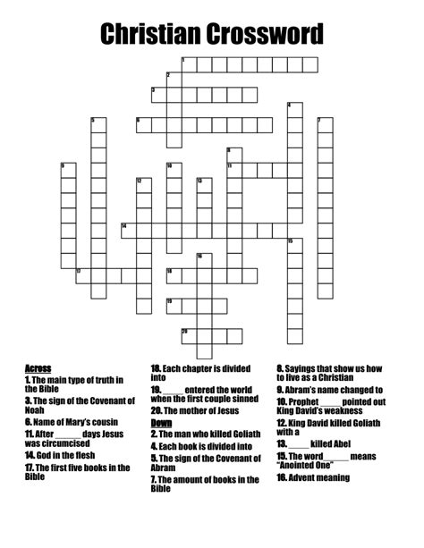 Free Christian Crossword Puzzles Templates Printable Free