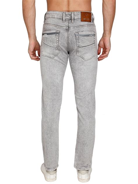 Regular Fit Casual Wear Light Grey Men Denim Jeans Waist Size 28 Inch