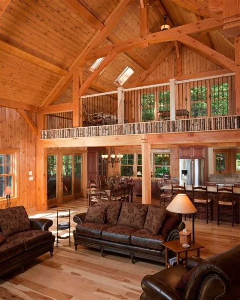 Large lounge and family area. Post and Beam Adirondack style homes White mountains of New Hampshire | Open concept, Porch and ...