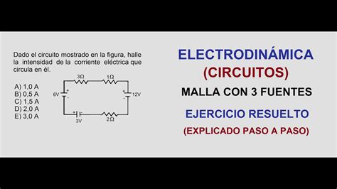 FÍSICA ELECTRODINÁMICA CIRCUITOS EJERCICIO RESUELTO MALLA CON