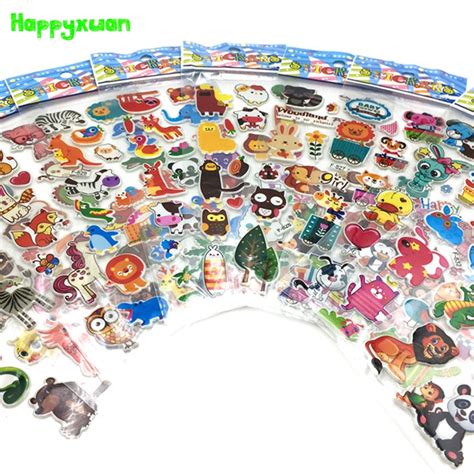 Happyxuan 12 Sheets Cute 3d Kids Puffy Stickers Sc Grandado