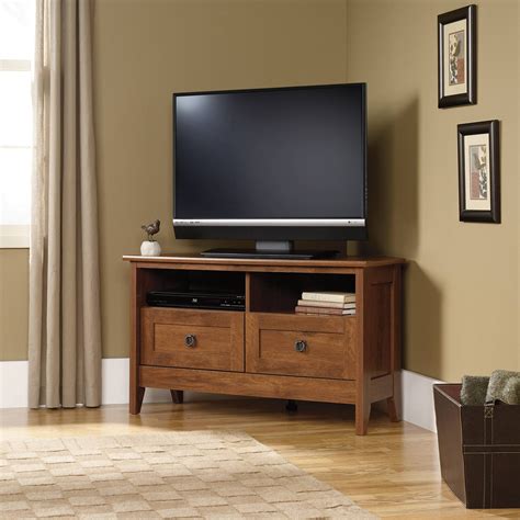 15 Photos Corner Oak Tv Stands For Flat Screen