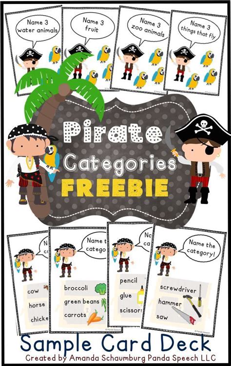 FREE! 18 pirate themed category cards for speech therapy! | Categories speech therapy, Speech ...