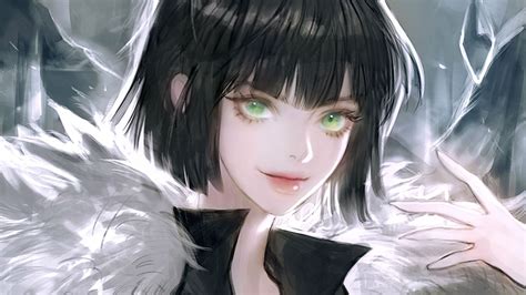 Wallpaper 1920x1080 Px Black Haired Anime Girl Green Eyes One Punch Man 1920x1080 Wallup
