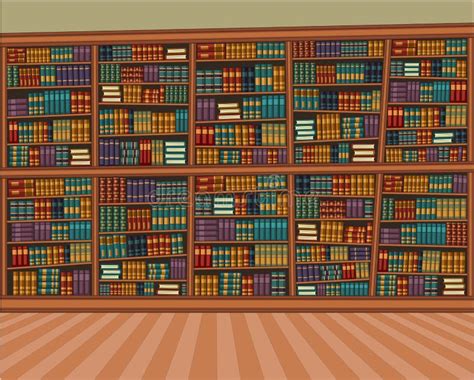 Big Cartoon Library With Many Books Stock Vector Illustration Of