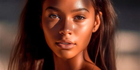 Premium Ai Image Beautiful Portrait Of A Young Girl With Smooth Tanned Skin And Tender