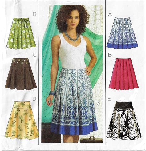 plus size womens summer skirts pleated or flared with contour waistband butterick sewing pattern