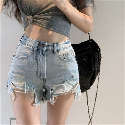 Sexy Denim Shorts For Women 2020 Summer High Waist Ripped Shorts With