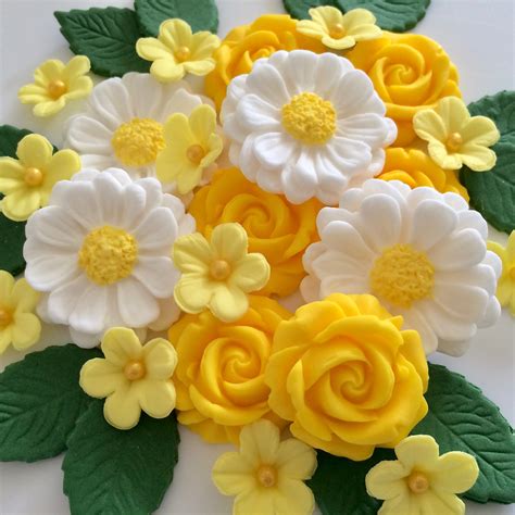 Check spelling or type a new query. YELLOW ROSE BOUQUET Edible Sugar Flowers Cake Decorations ...