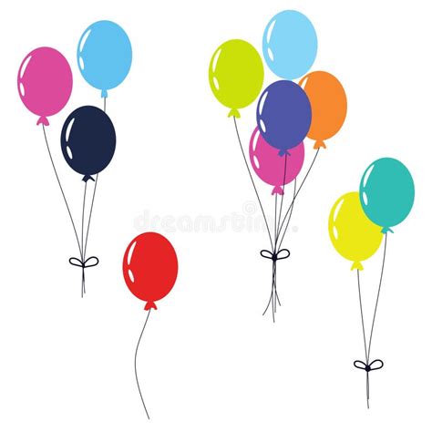 Balloons Isolated Vector Clip Art On White Background Colorful Festive