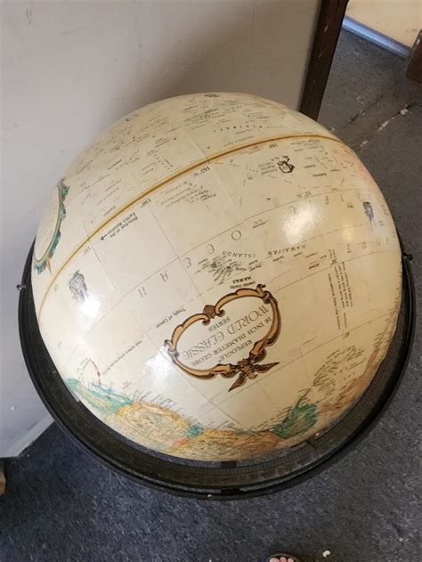 Mid Century Modern Replogle World Classic Series Floor Globe On Iron