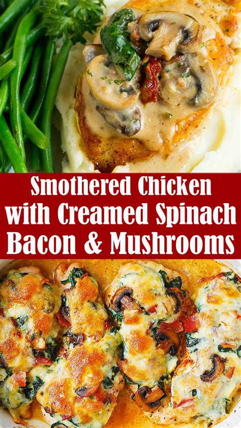 Smothered Chicken With Creamed Spinach Bacon Mushrooms Reserveamana