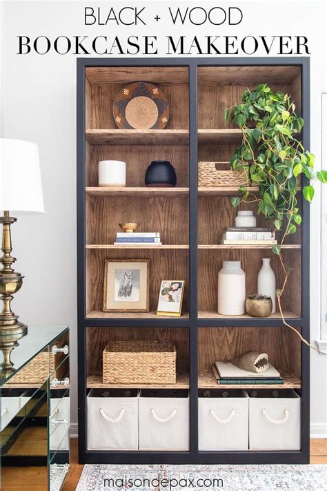 Bookcase Makeover Black And Wood Oak Bookcase Maison De Pax In 2021