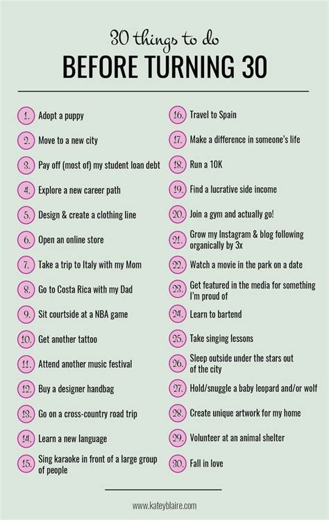 30 Things To Do Before Turning 30 Bucket List Katey Blaire Life