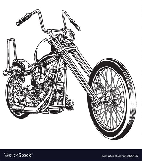 Drawn And Inked Vintage American Chopper Motor Vector Image