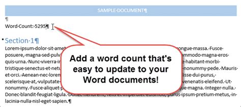 How To Insert The Word Count Into A Microsoft Word Document