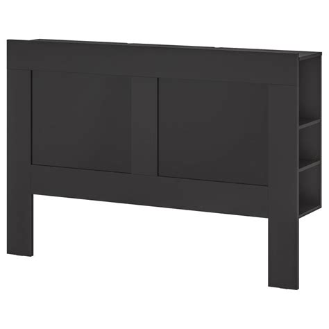 Ikea Brimnes Black Headboard With Storage Compartment Bed Frame With