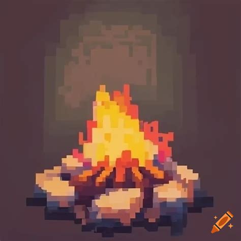 Painting Of A Hand Lighting A Pixel Campfire On Craiyon