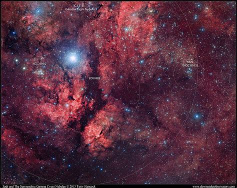 Sadr And The Surrounding Gamma Cygni Nebulae Annotatated View