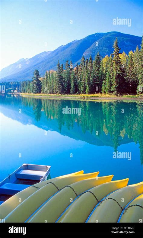 Canoe Rental On The Bow River In Banff Alberta Canada Stock Photo Alamy