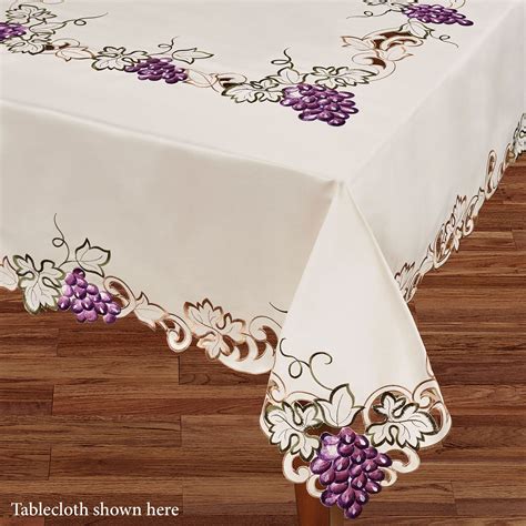 Cabernet Grape Themed Embroidered Table Runner And Table Linens