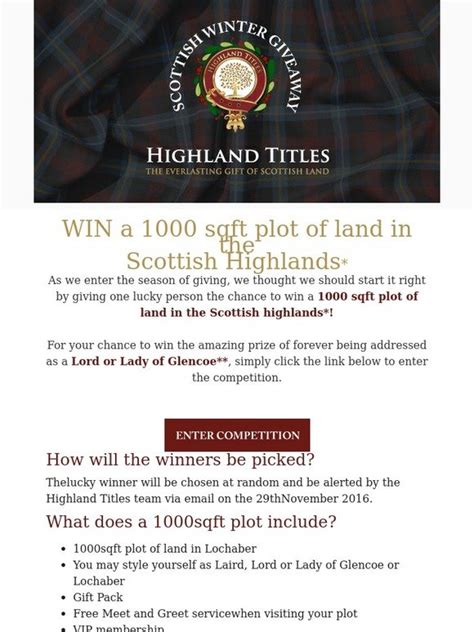Highland Titles 🎁 Win A 1000sqft Plot Of Land In The Scottish