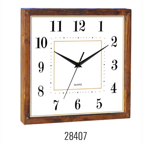Square Wooden Wall Clock 28406