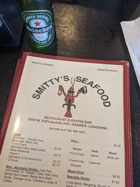 Menu at Smitty's Seafood restaurant, Kenner, W Esplanade Ave