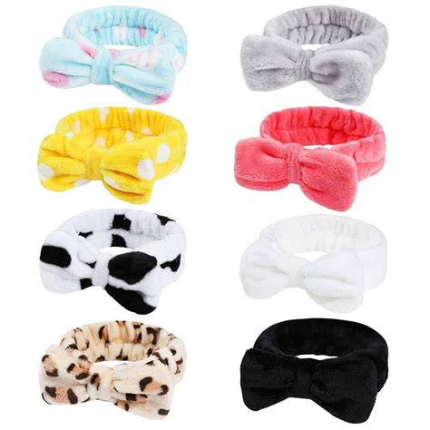 8 Pack Spa Headband Coral Fleece Makeup Headband Cosmetic Headband For