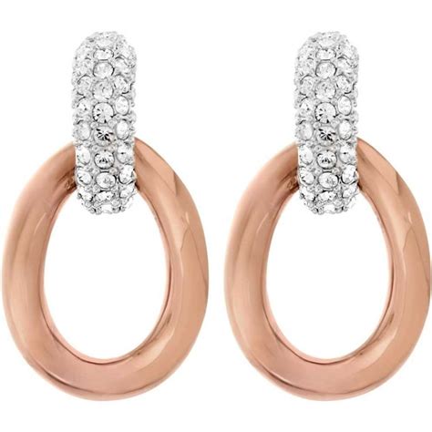 Swarovski Rose Gold Plated Loop Drop Earrings 5083439 Swarovski