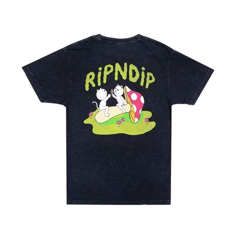 Rip N Dip Sharing Is Caring Skate T Shirt Black Mineral Wash Skate