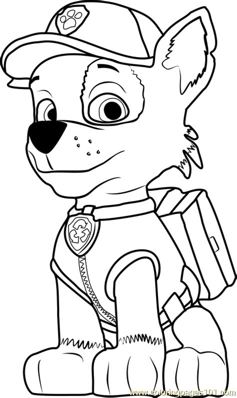 More cartoon characters coloring pages. Rocky Coloring Page for Kids - Free PAW Patrol Printable ...