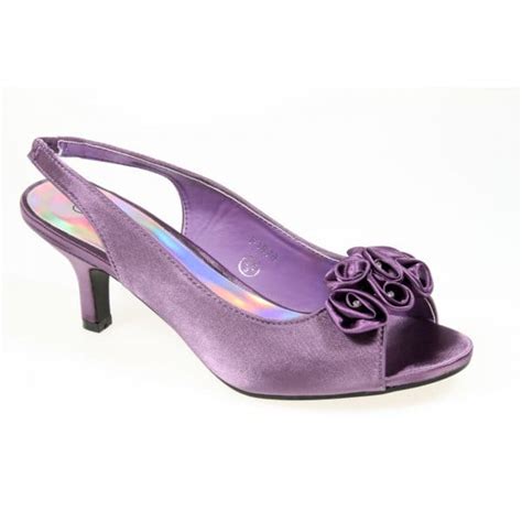 Shuperb Alexia Womens Low Heel Satin Bridesmaid Shoes Purple Shuperb