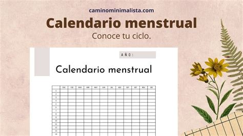 Calendario Menstrual Plantilla Gratis Para Imprimir ️ Camino Minimalista