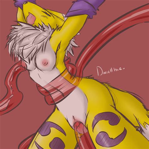 Rule 34 1girls Anthro Arms Up Blue Eyes Breasts Color Digimon Female