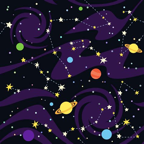 Seamless Pattern Of Constellations And Planets 1219856 Vector Art At