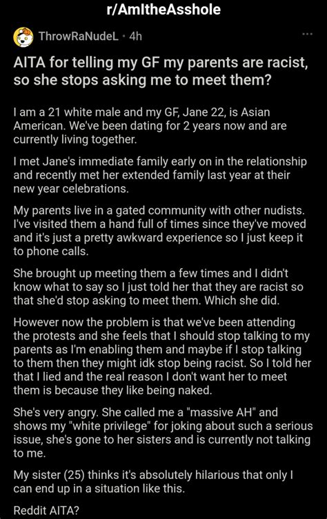 Am I the Asshole? on Twitter: "AITA for telling my GF my parents are