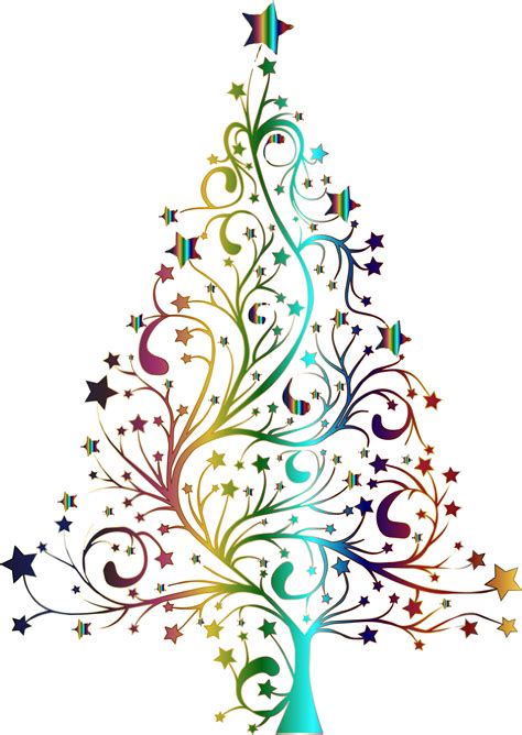 Christmas tree drawing and transparent png images free download. Clipart - Starry Christmas Tree Prismatic No Background