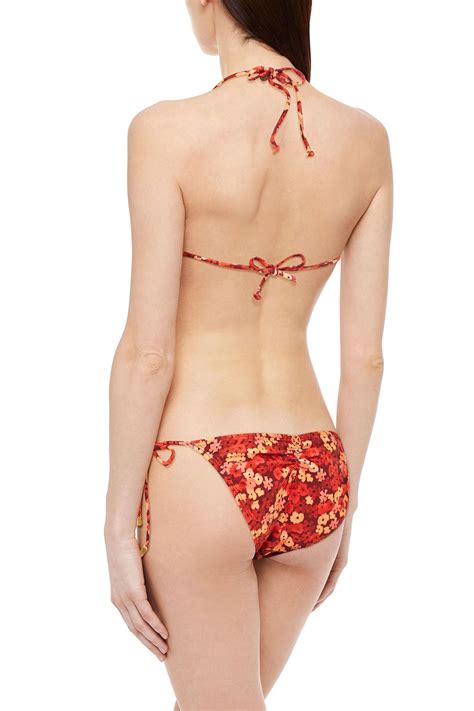 VIX PAULA HERMANNY Ruffled Floral Print Low Rise Bikini Briefs Sale