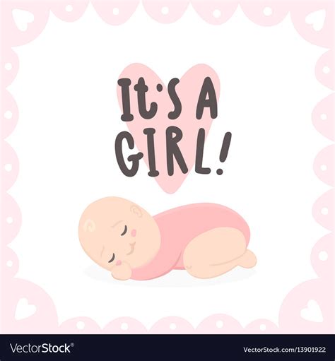 Its A Girl Cute Baand Hand Drawn Lettering Vector Image