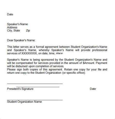 letter  agreement templates