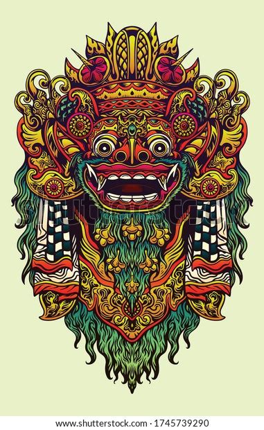 Barong Bali Traditional Mask Vector Art Stock Vector Royalty Free