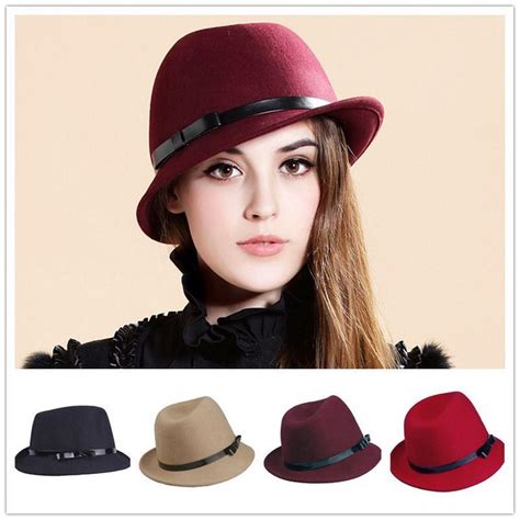 1pcs New Lady Womens Fedora Trilby Jazz 100 Wool Slanting Edge Hat