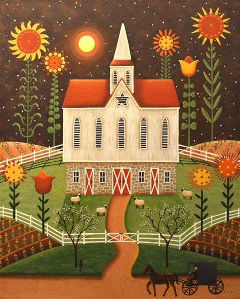 Wildflowers Folk Art Painting By Mary Charles Star Barn Flowers