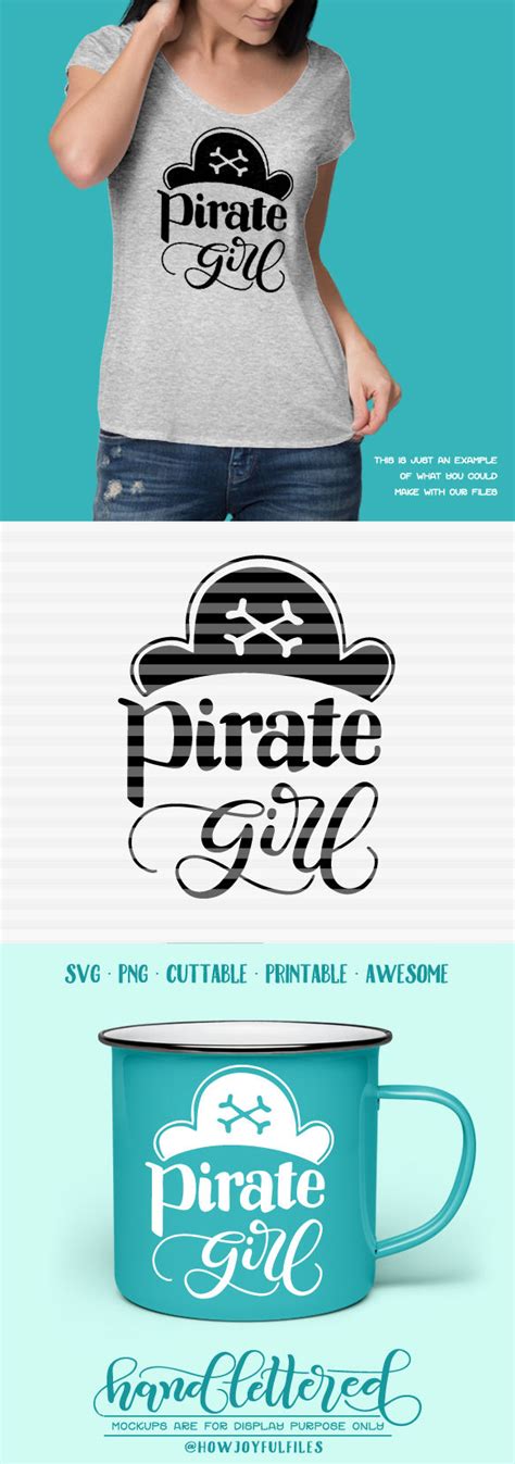 Pirate Girl Ahoy Matey Hand Drawn Lettered Cut File By Howjoyful