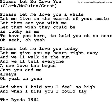 Please Let Me Love You By The Byrds Lyrics With Pdf