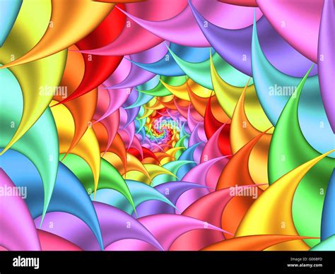 Beautiful Rainbow Psychedelic Spiral Fractal Hi Res Stock Photography