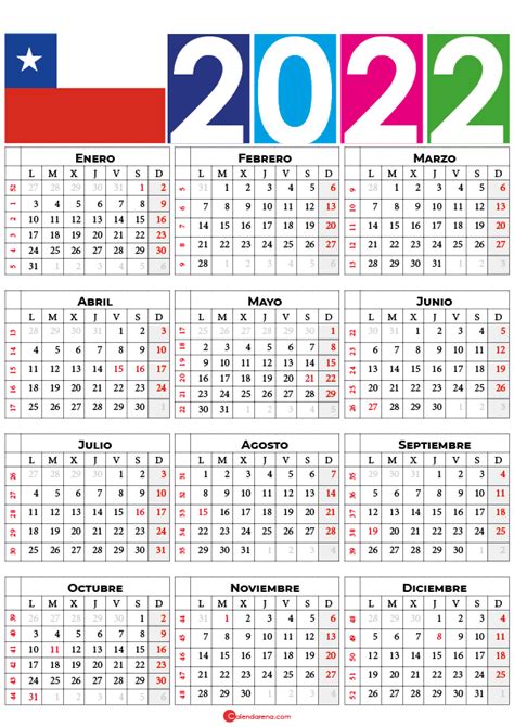 Calendario 2022 Usa Para Imprimir